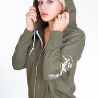 Giacca verde militare con cappuccio