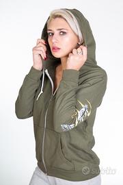 Giacca verde militare con cappuccio