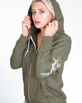Giacca verde militare con cappuccio