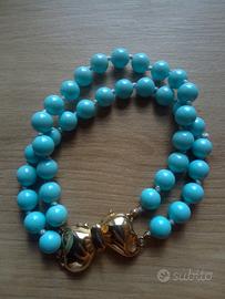Bracciale con perle turchese chiusura in argento