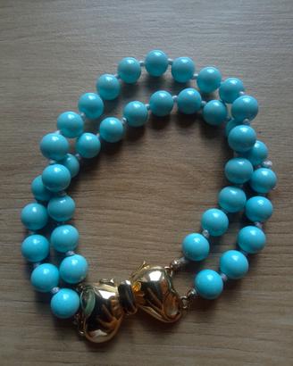 Bracciale con perle turchese chiusura in argento
