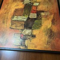 Quadro astratto materico su tela con cornice