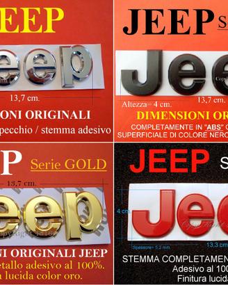 JEEP Stemma logo scritta ARGENTO NERO ORO ROSSO