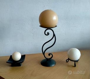 3 PORTACANDELE - 2 FERRO BATTUTO 1 CERAMICA -NUOVI