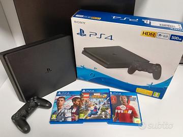 PS4 slim 500GB+DualShock 4+3 giochi+scatola  