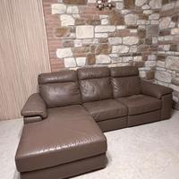 Divano  in pelle con penisola e relax POLTRONE E S
