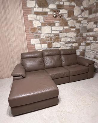 Divano  in pelle con penisola e relax POLTRONE E S