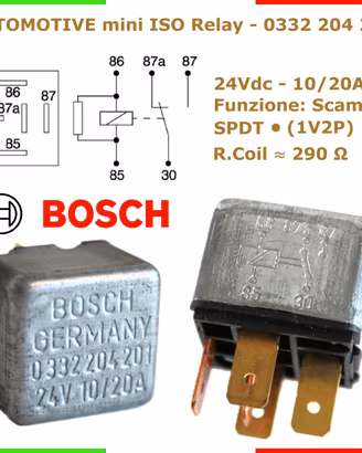 BOSCH® 0332204201★Relè SPDT  5 Faston 24Vdc 10/20A