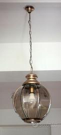 Lampadario in ottone vetro fumé a segmenti