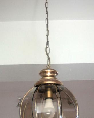 Lampadario in ottone vetro fumé a segmenti