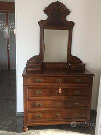 Antico mobile legno noce specchiera cassetti como’