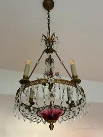 Lampadario vintage con vetro di Murano