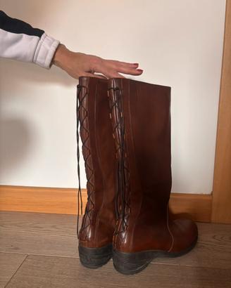 Stivali alti donna marroni in pelle - Numero 38