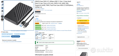 BOX Case Hard Disk SSD 2.5", 6Gbps USB 3.1 Gen 1