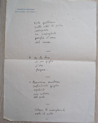 Manoscritto / poesia s Ernesto Treccani 