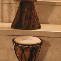 Coppia di bonghetti africani in legno 