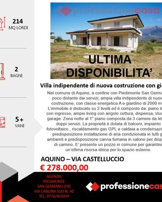 Villa indipendente con giardino,nuova costruzione