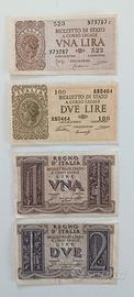 25#. Banconote 1 e 2 lire.