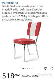 Sedie ecopelle stile retrò marca bel air