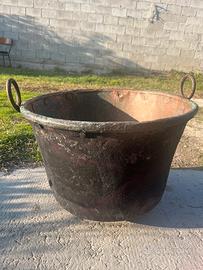 Antico paiolo rame diam 60 cm manici ferro