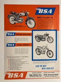 DEPLIANT ORIGINALE MODELLI MOTO BSA 1965 - RARO