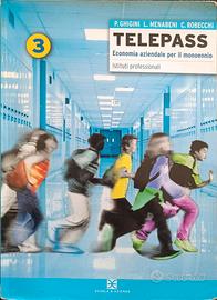 libro di testo scolastico intitolato "TELEPASS"