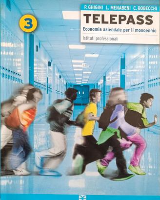 libro di testo scolastico intitolato "TELEPASS"
