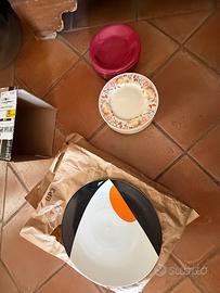 Piatti di porcellana pizza dessert frutta