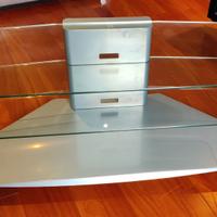 Carrello in vetro e acciaio porta TV e console