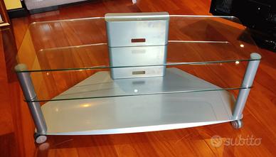 Carrello in vetro e acciaio porta TV e console