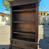 Libreria in legno antico, mobile zampa di leone