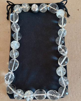 Collana con perle in vetro trasparente