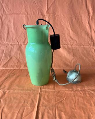 Lampadario vintage anni 60 in vetro colore verde.