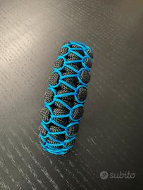 Braccialetto Paracord tipo Schiavo nero e blu