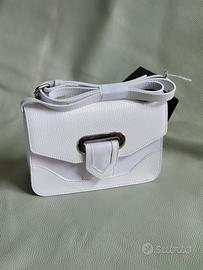 Borsa in pelle bianca con tracolla - MADE IN ITALY