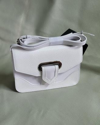 Borsa in pelle bianca con tracolla - MADE IN ITALY
