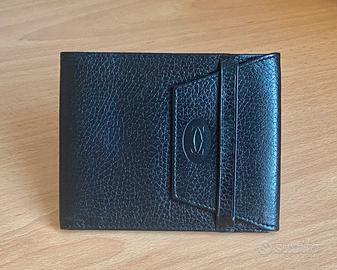 Cartier Paris portafoglio in pelle nera vintage.
