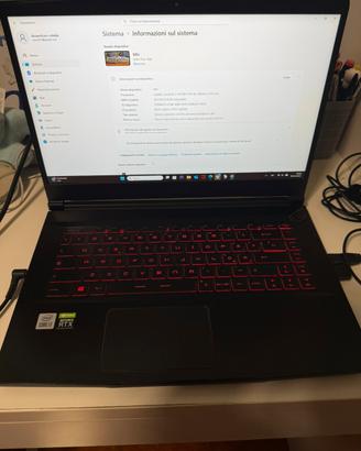 MSI 15” GF65 Thin 10UE 16 gb Ram core i7 perfetto