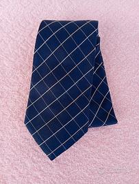 Cravatta Uomo A Quadri Blu Navy 