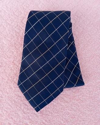 Cravatta Uomo A Quadri Blu Navy 