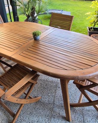 TAVOLO E SEDIE IN LEGNO DA GIARDINO