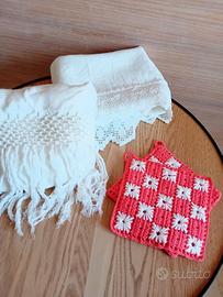 tovaglie runner e presine vintage 70 fatte a mano 