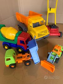 Set 5 pezzi- camion e ruspa giocattolo anni 2000