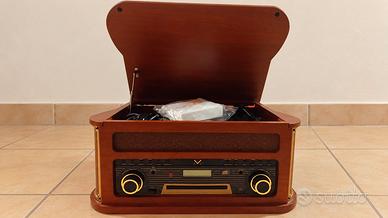  Stereo Retrò Giradischi CD Cassette Bluetooth