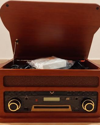  Stereo Retrò Giradischi CD Cassette Bluetooth