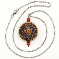 Collana acciaio inox e talismano tibetano handmade