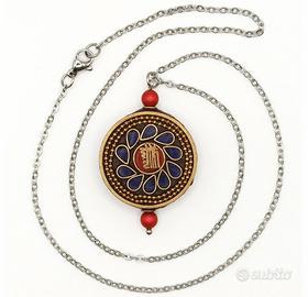 Collana acciaio inox e talismano tibetano handmade