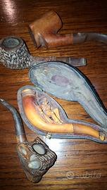 Lotto 4 pipe da collezione vintage e antiche