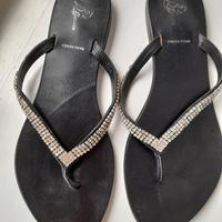 Infradito donna bana in vero cuoio nero. N.39