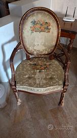 Poltrona classica stile Luigi XVI in legno intag